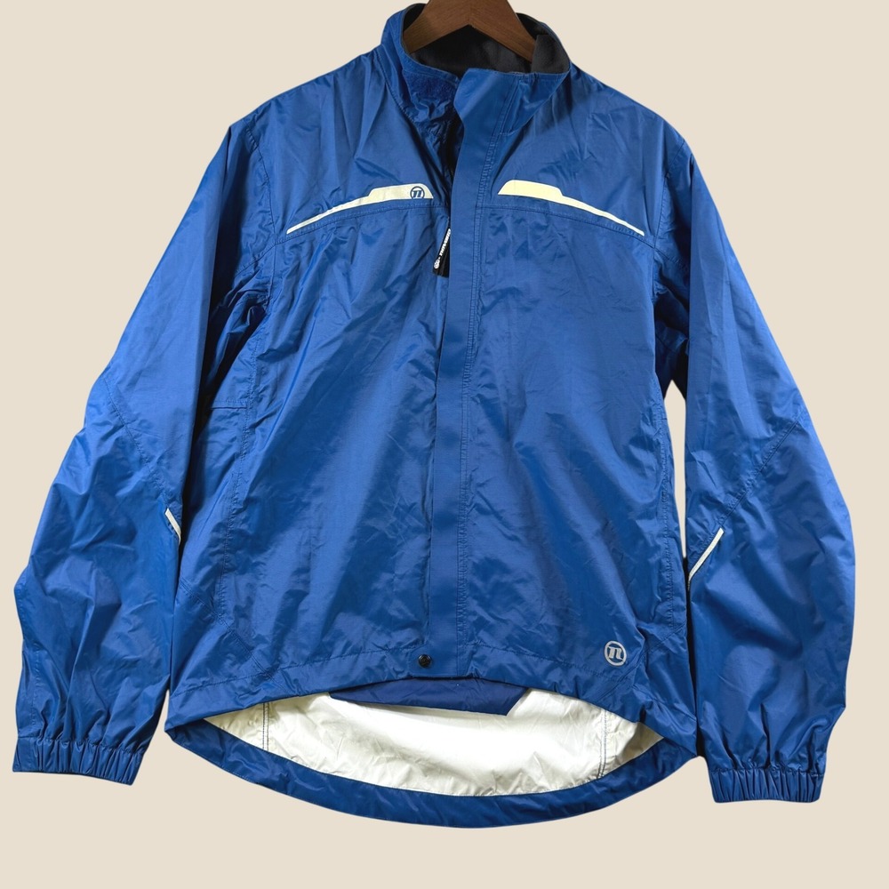Novara Cycling Jacket Men M Blue Lightweight Windbreaker Full Zip Reflective